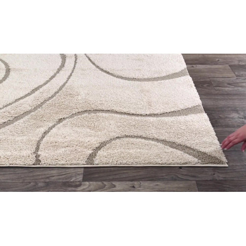 Wrought Studio Allysa Abstract Shag Area Rug in Cream/ Beige & Reviews